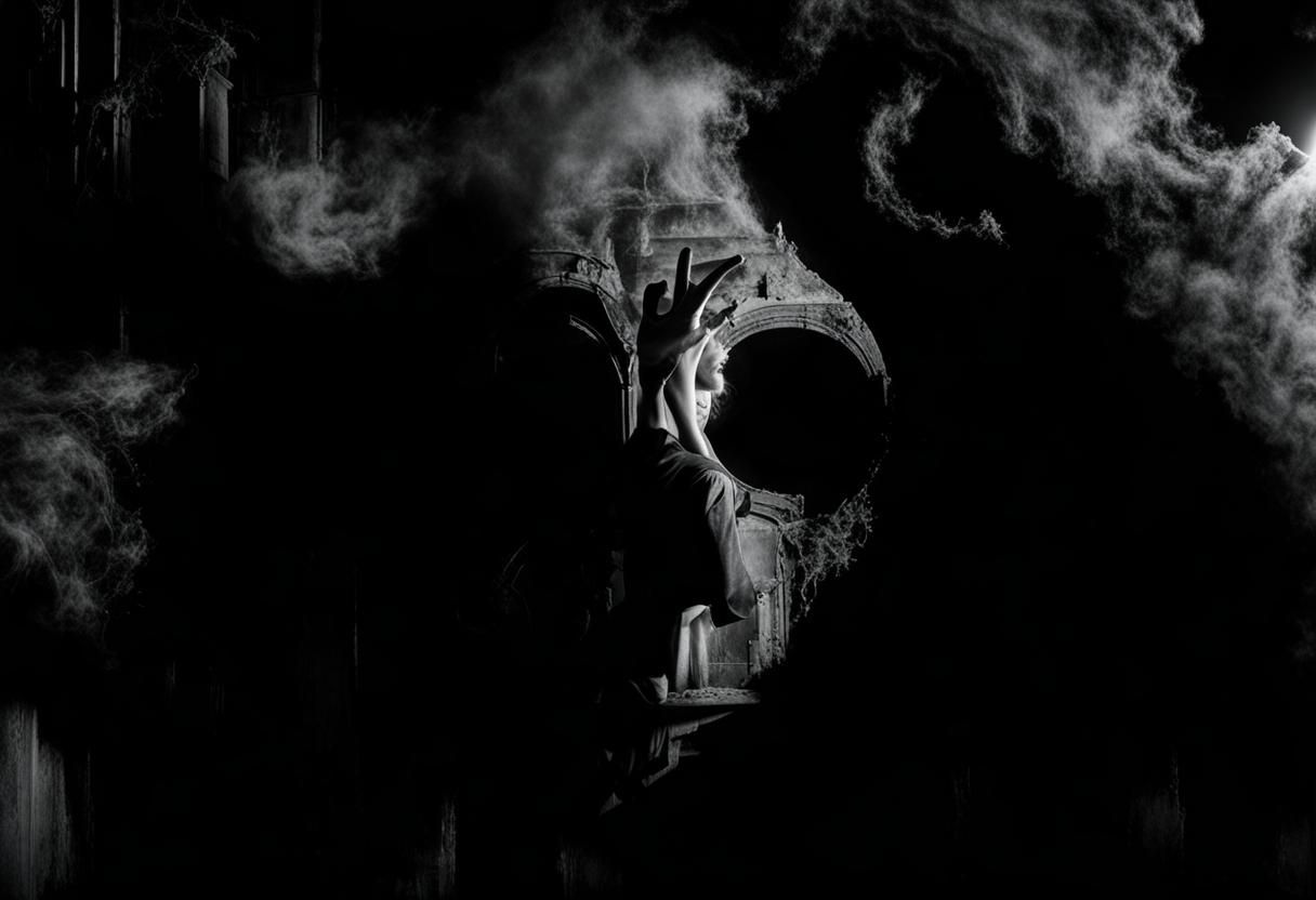 Ghostly Figure in Vacant Library