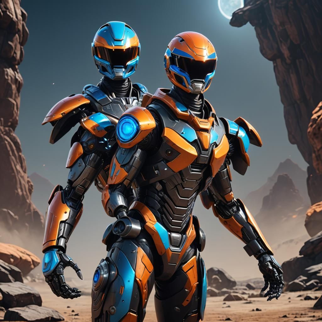 Robot Space Ranger in Aluminum Suit, 3D Render