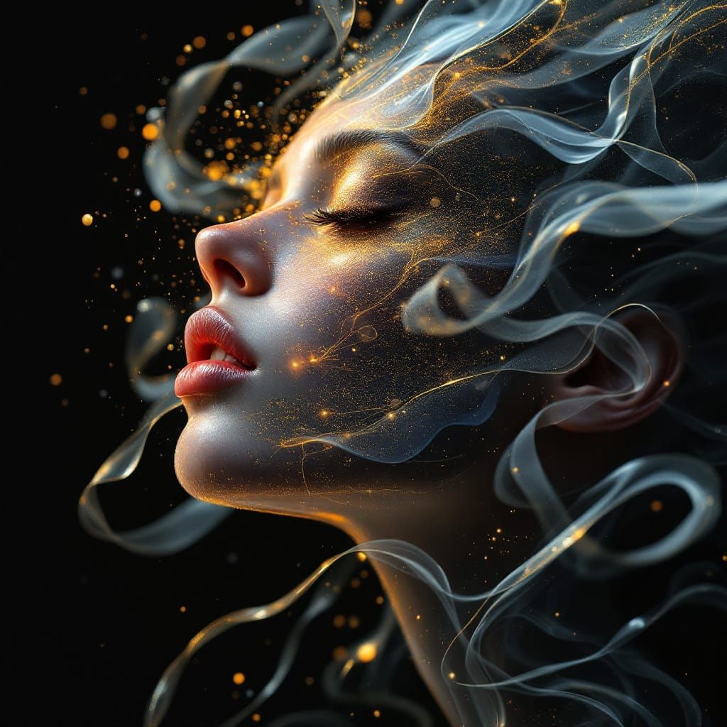 Hyperrealistic Oil Painting of a Fotomodel with Cosmic Skin