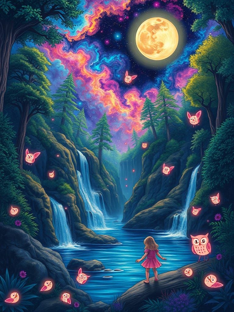 Mystical Neon Cove Under Fractal Sky