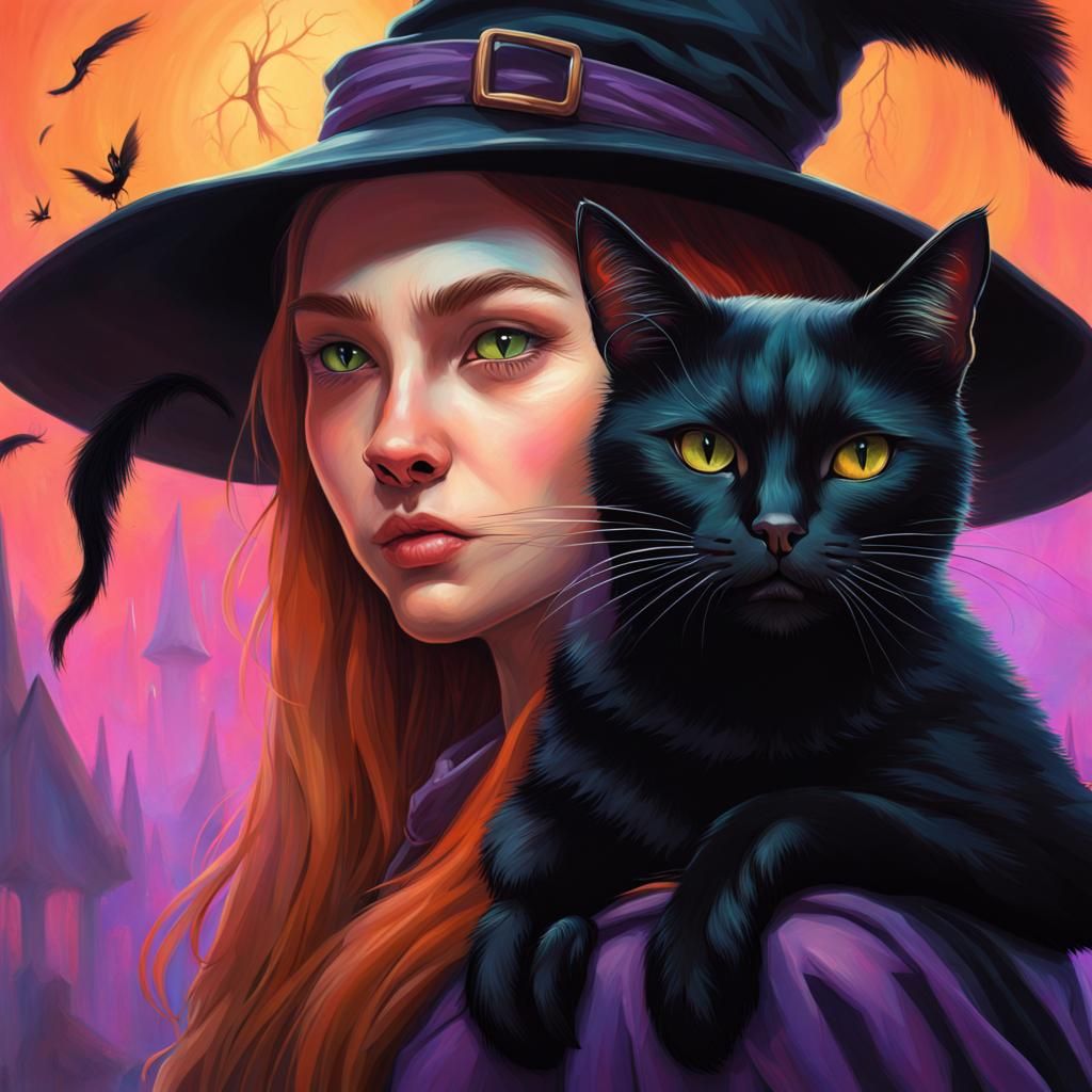Black Cat on Witch Shoulder, Splash Art