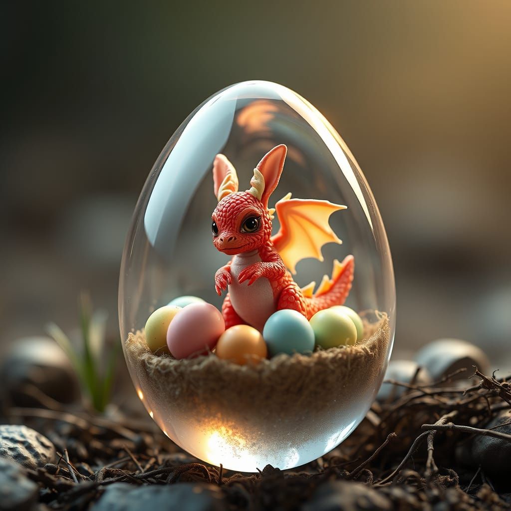 Crystal Egg Reveals a Chibi Easter-Bunny Dragon Amidst Vibra...