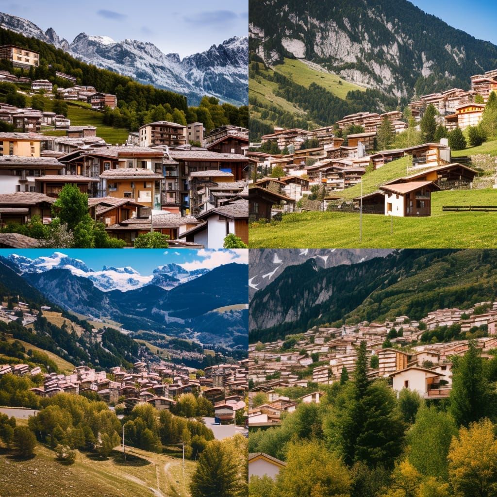 Picturesque Mountain Town in the Pyrenees