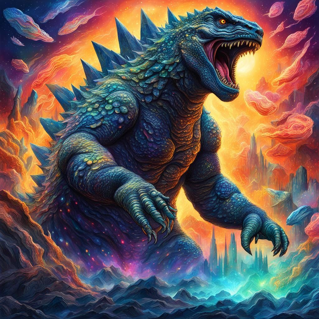 Godzilla as Holographic Astral Cosmic Illustration