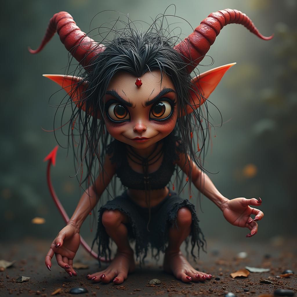 Whimsical Punky Demon in a Magical Setting