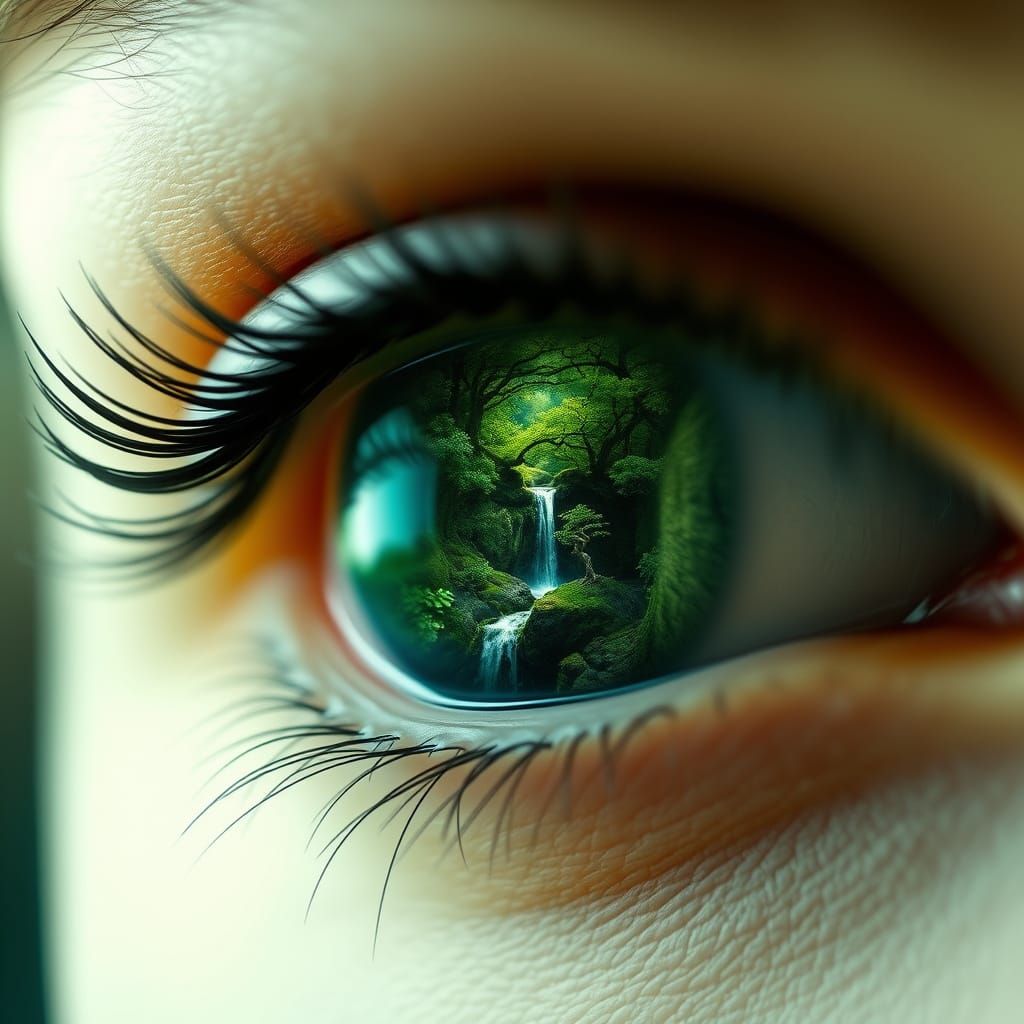 Emerald Eyes Reflect Ancient Forest World in Mystic Close-Up...