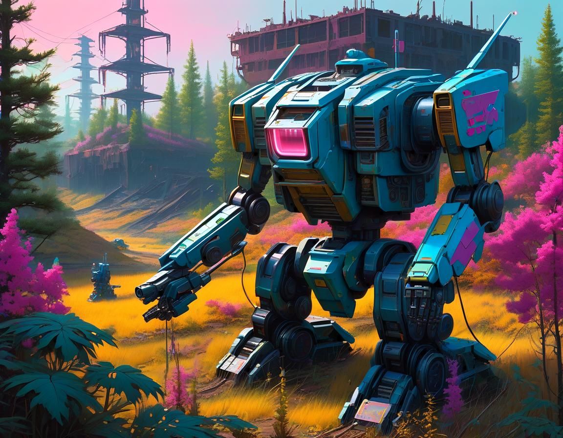 Dystopian Future: Rotting Mecha Robots in Hyperrealism