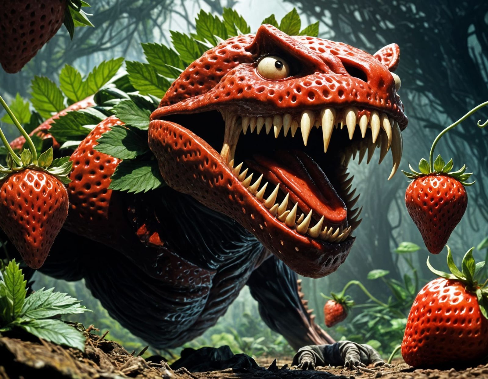 Surreal Strawberry Monster Unleashes Horror in a Flash