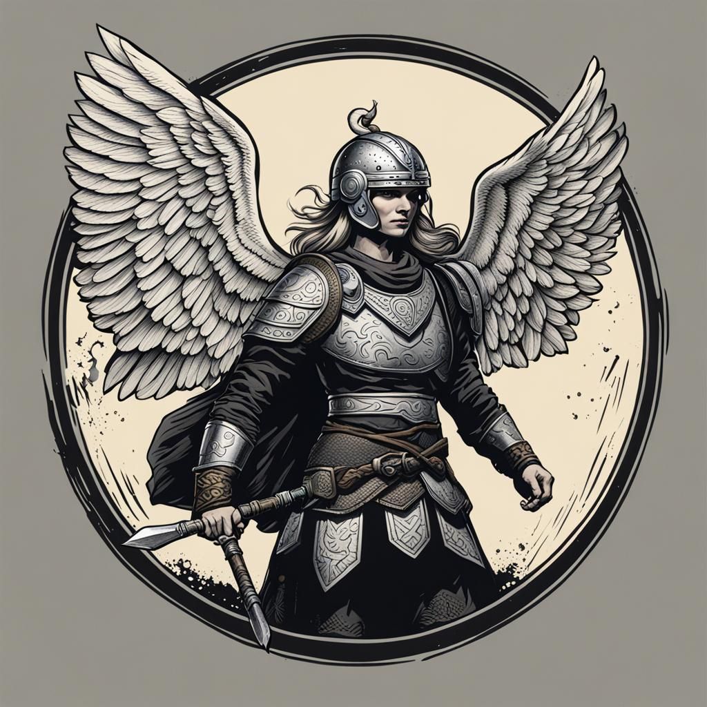 Valkyrie in Winged Helmet of the Norse