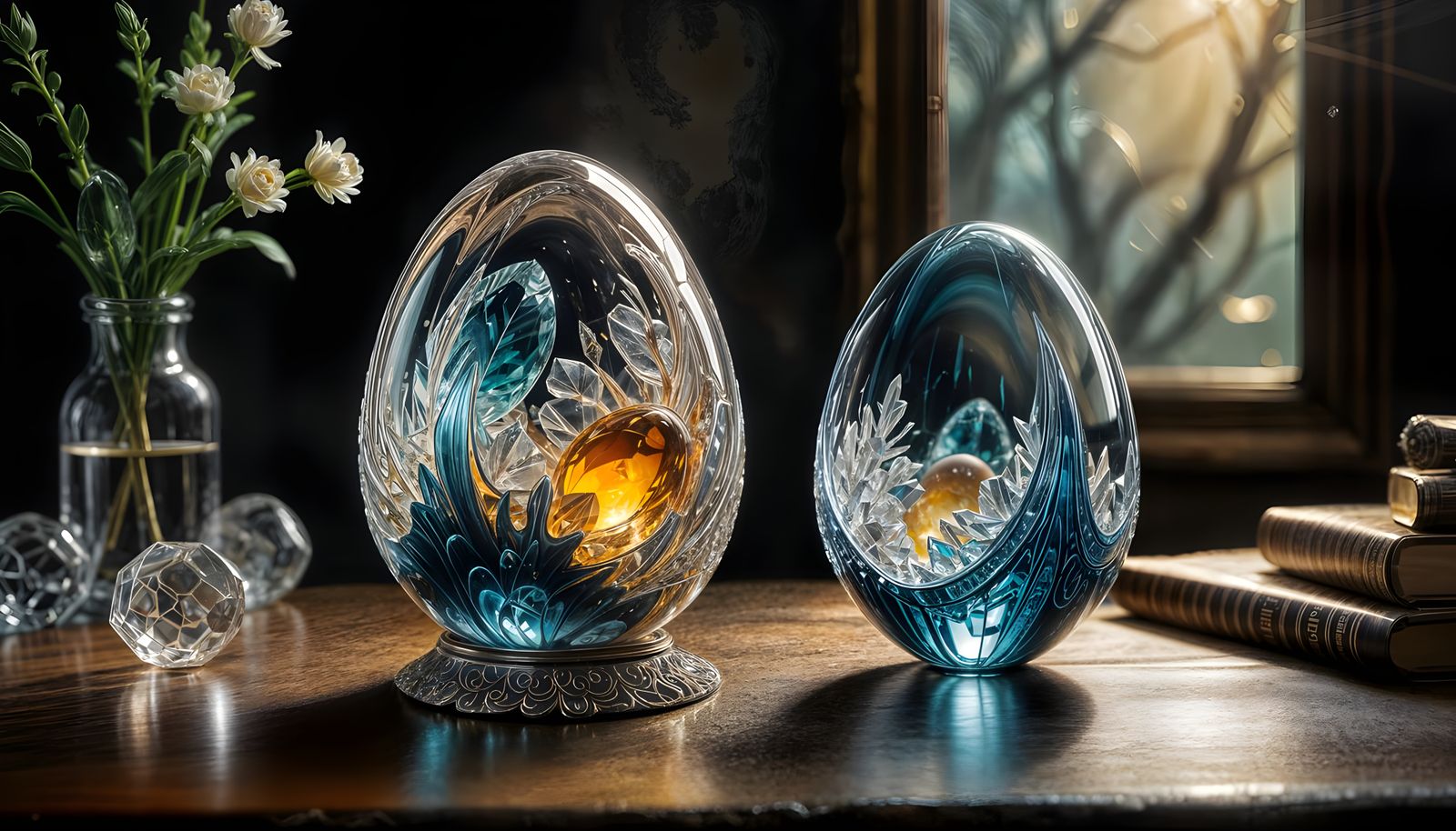 Crystal Egg in Swirling Paint Effect