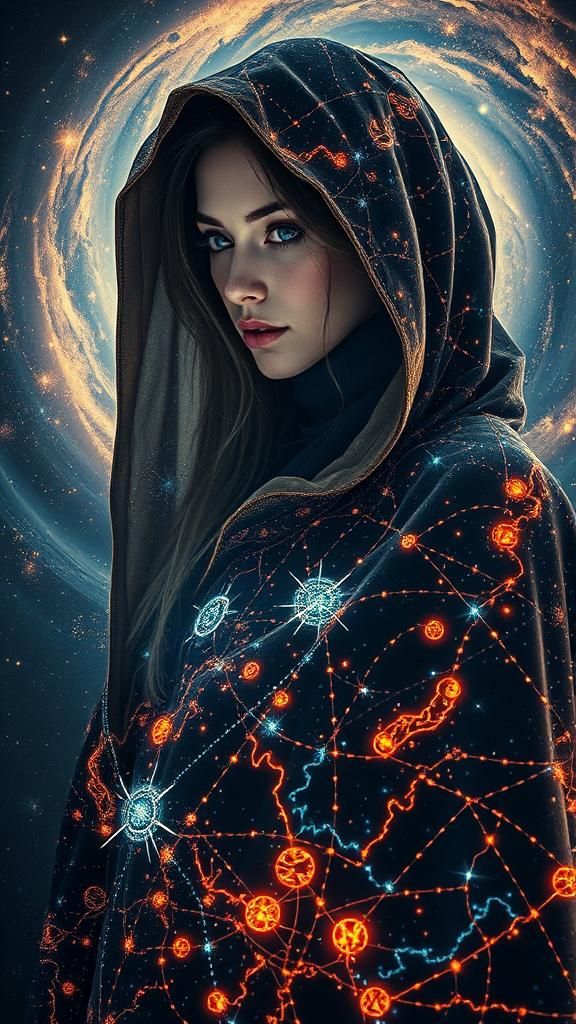 In the depths of a shadowy numinous universe, a female wormh...