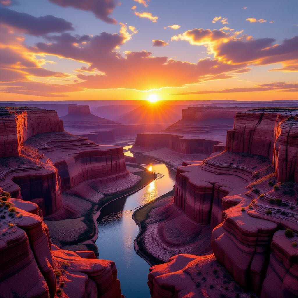 Glen Canyon Bird's Eye View at Sunset