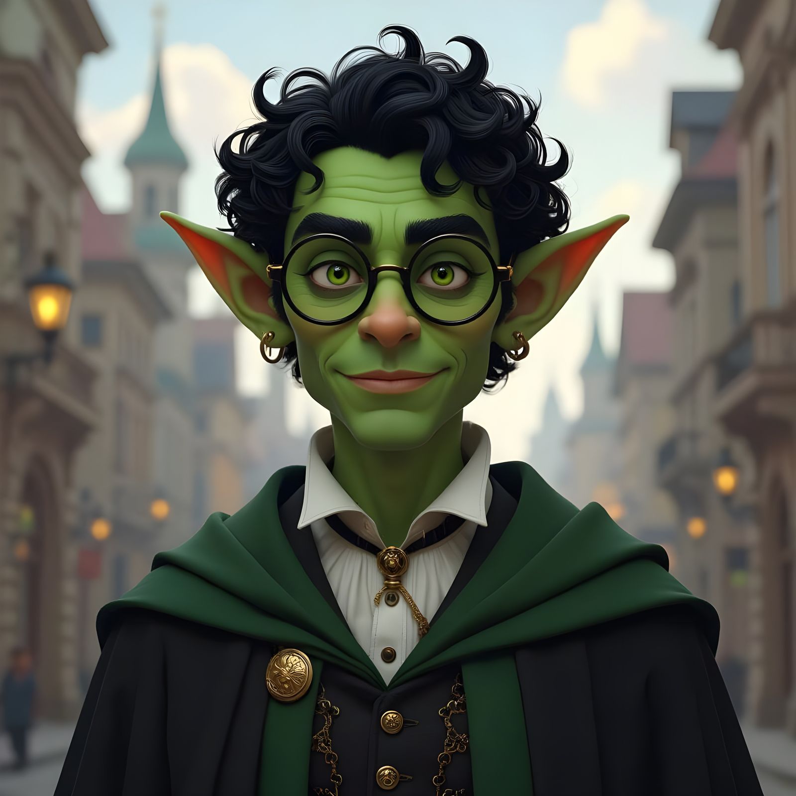 Handsome Goblin Man in Baroque Art-Deco Style