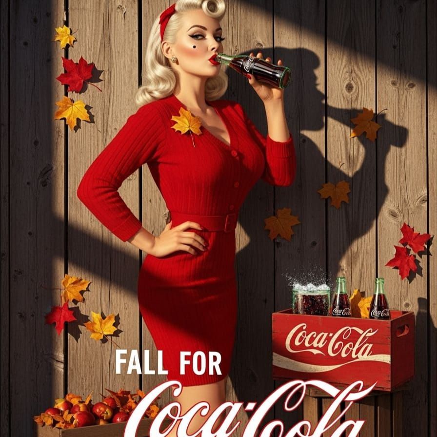 1950s Pinup Model Poses with Coca-Cola