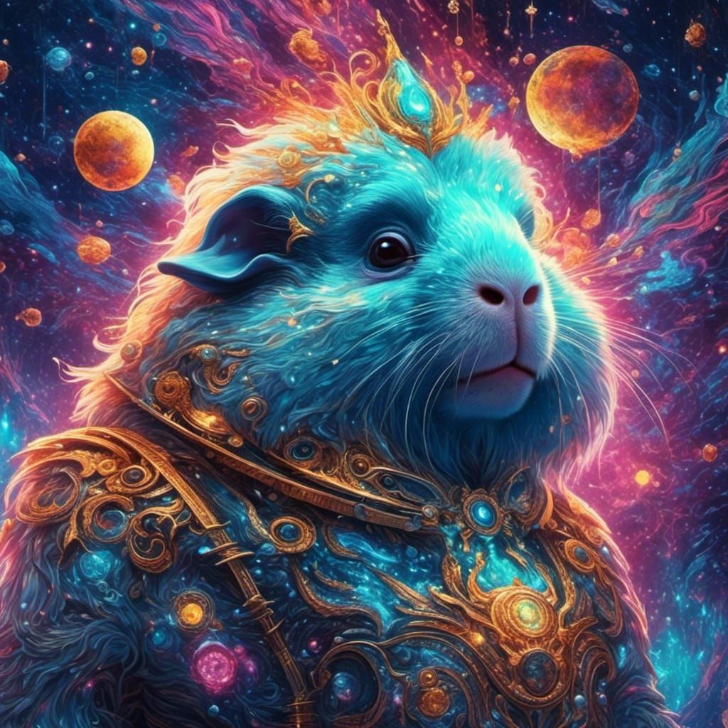 Cosmic Gorilla and Guinea Pig Illustration