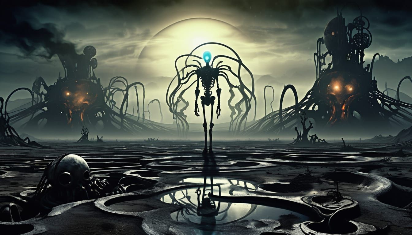 Post-Apocalyptic Surrealism in Giger and Moebius Style