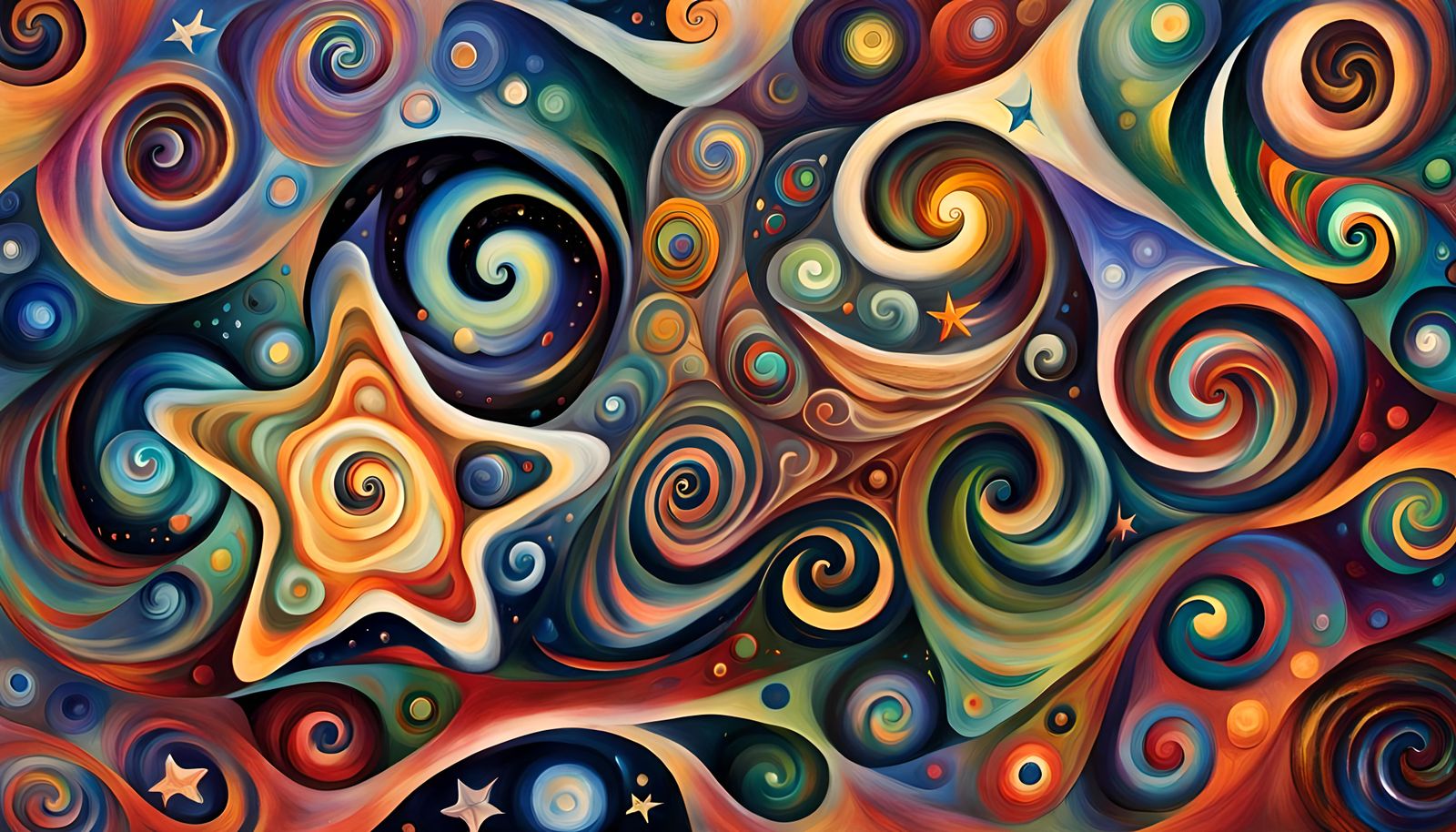 Cosmic Star Dance in Impasto Oil Style