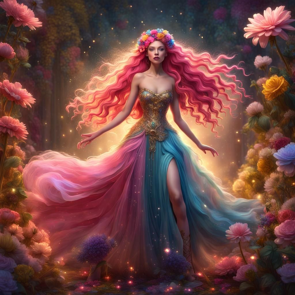 Glittering Fairy Princess in a Fantastical Digital Painting