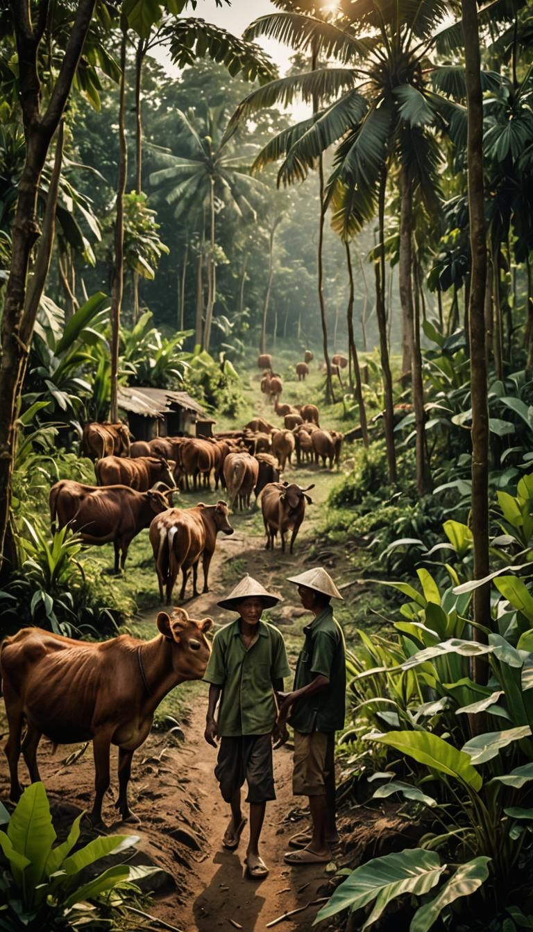 Banjar Tribe Farmers Tending Livestock: Documentary Photogra...