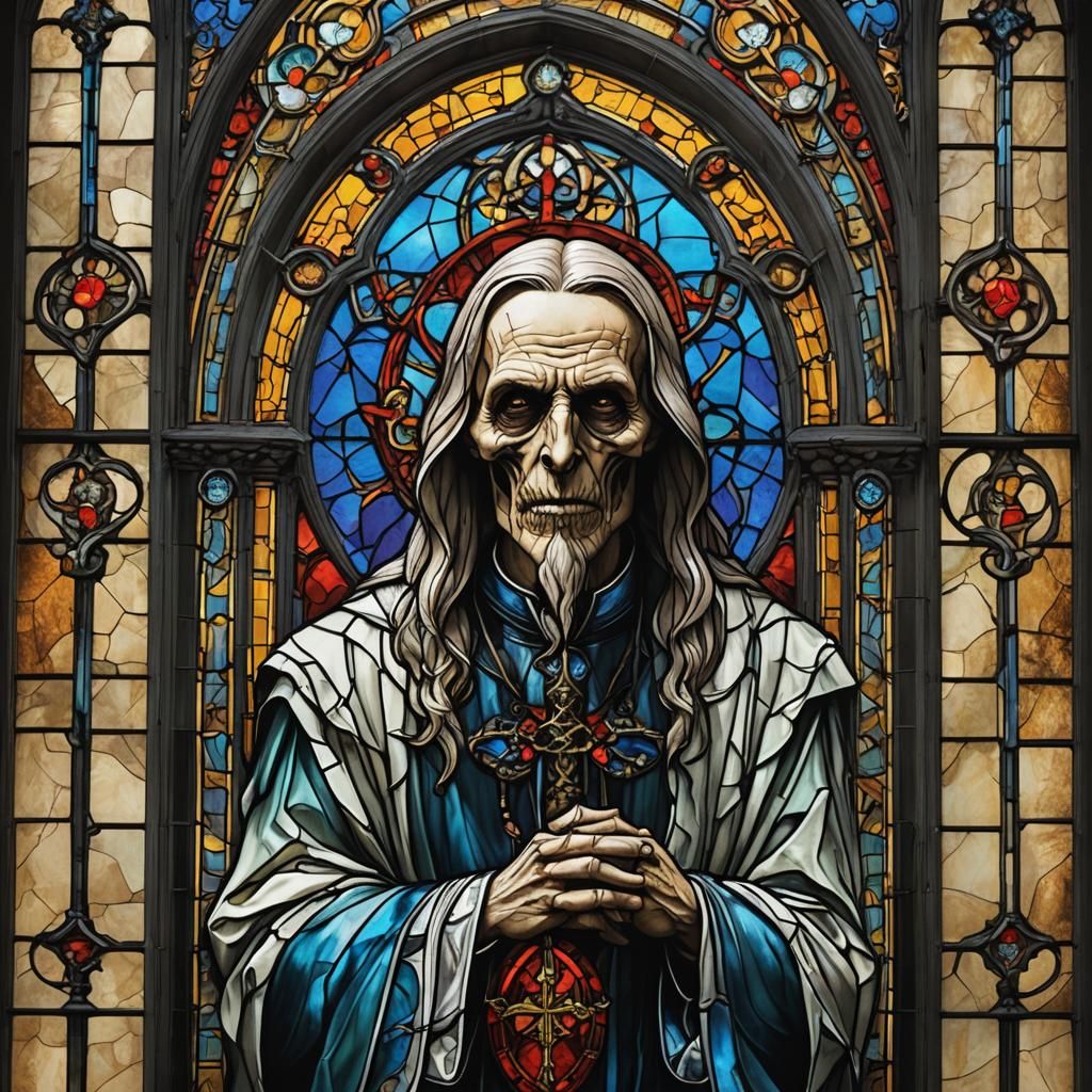 Sinister Gothic Stained Glass Window Art
