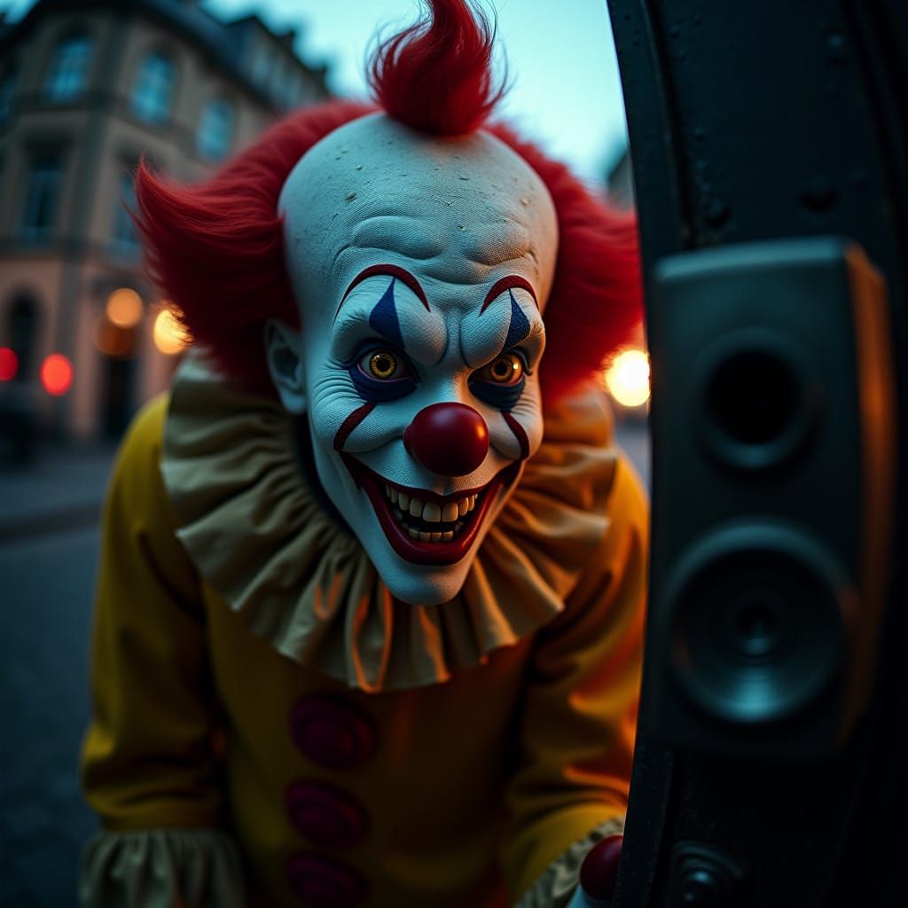 Sinister Clown in Evening Reflection