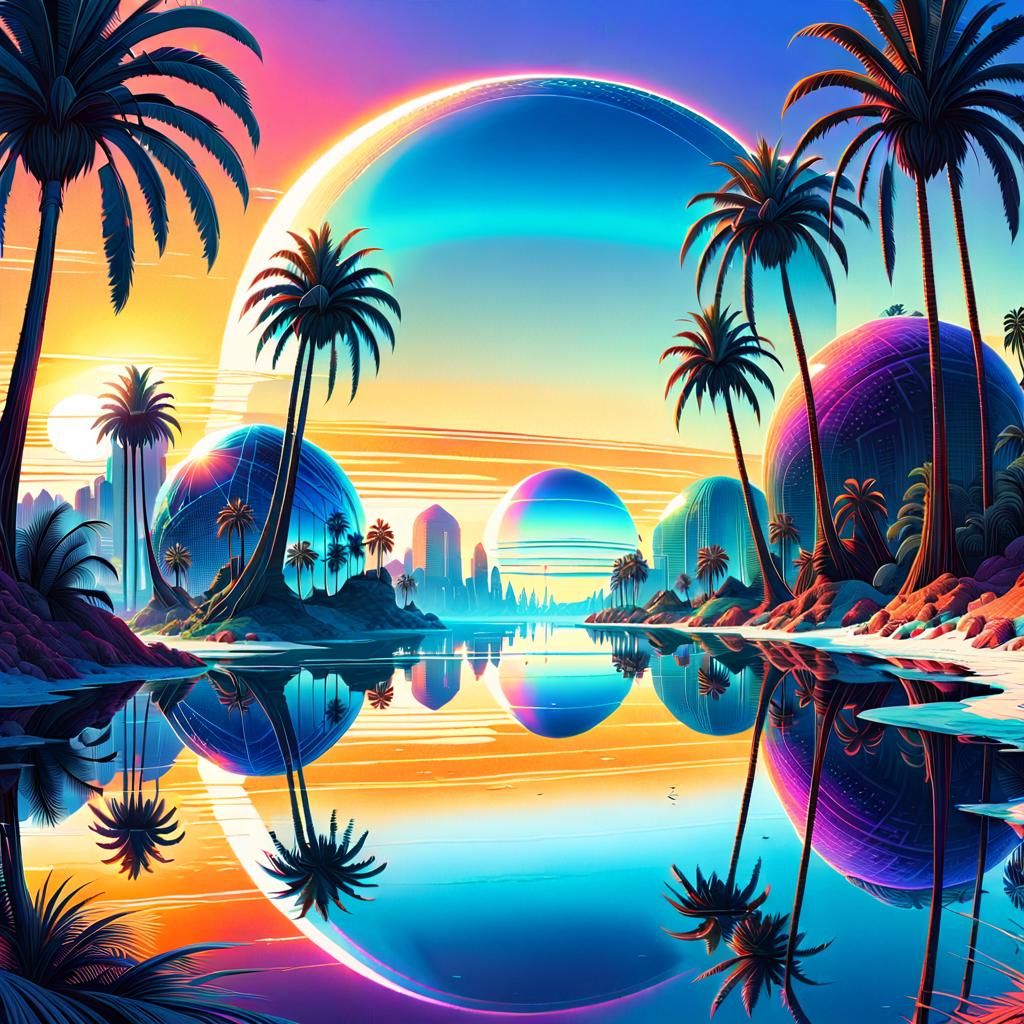 Chimeric Planet with Twin Sunrises in Sci-Fi Style