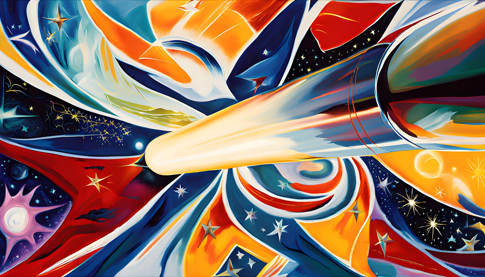 Surreal Space Odyssey in a Vivid Oil Painting Style