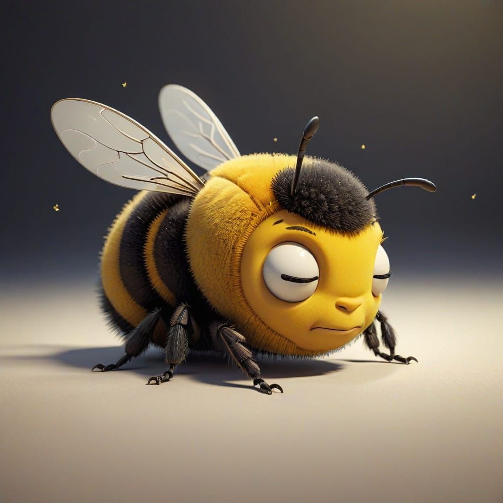 Sleepy Bumblebee Caricature in 1950s Cartoon Style