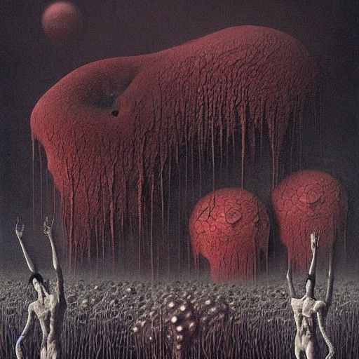 Surreal Multiverse of Pain in Beksinski Style