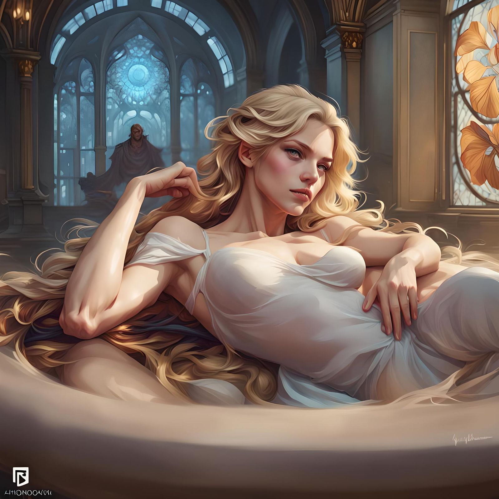 Detailed Portrait of a Blonde Woman in Digital Art Style