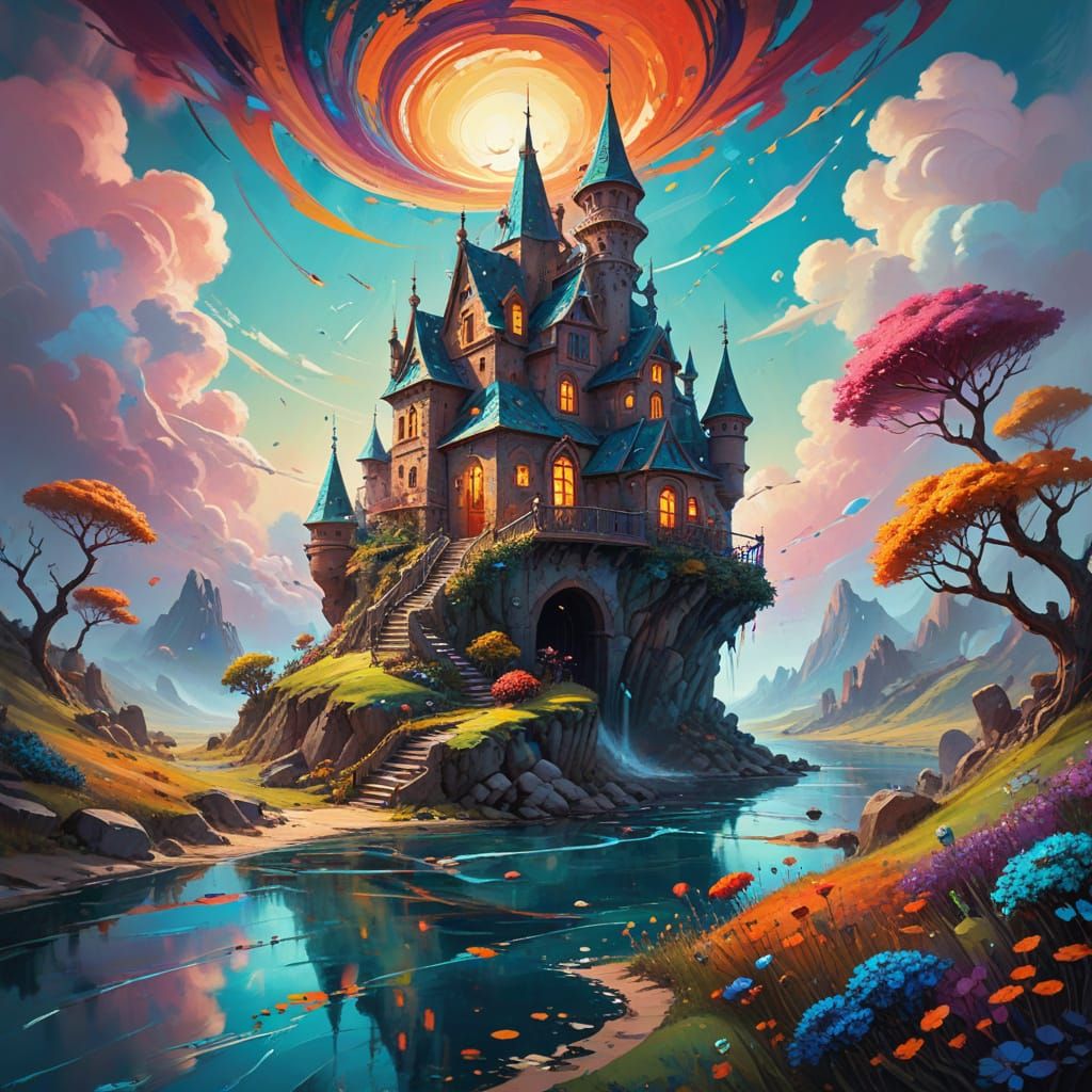 Surreal Dreamscape with Impossible Architecture