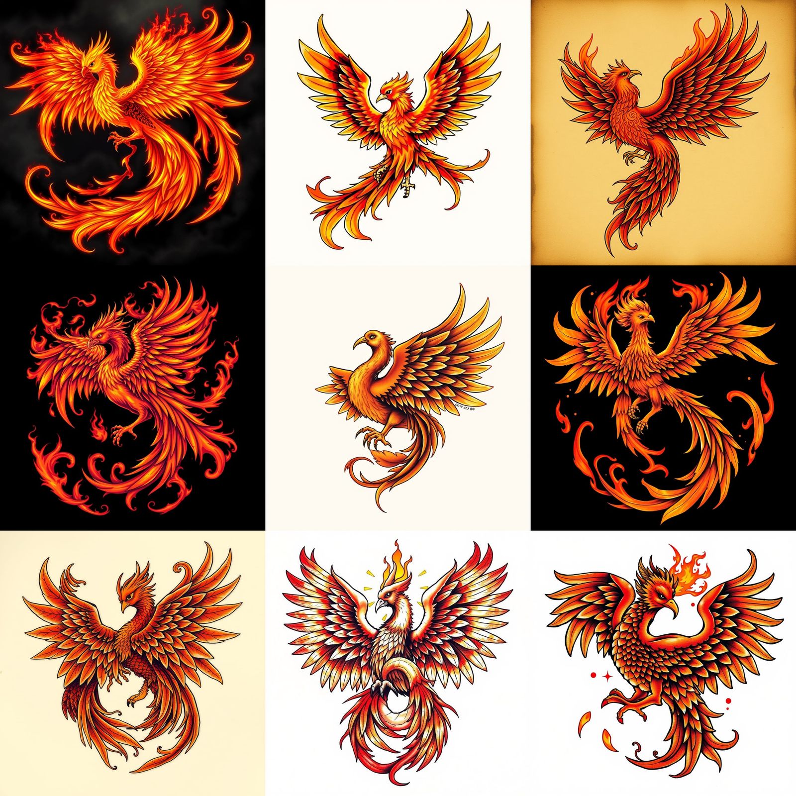 Fiery Phoenix Number Tattoo Art