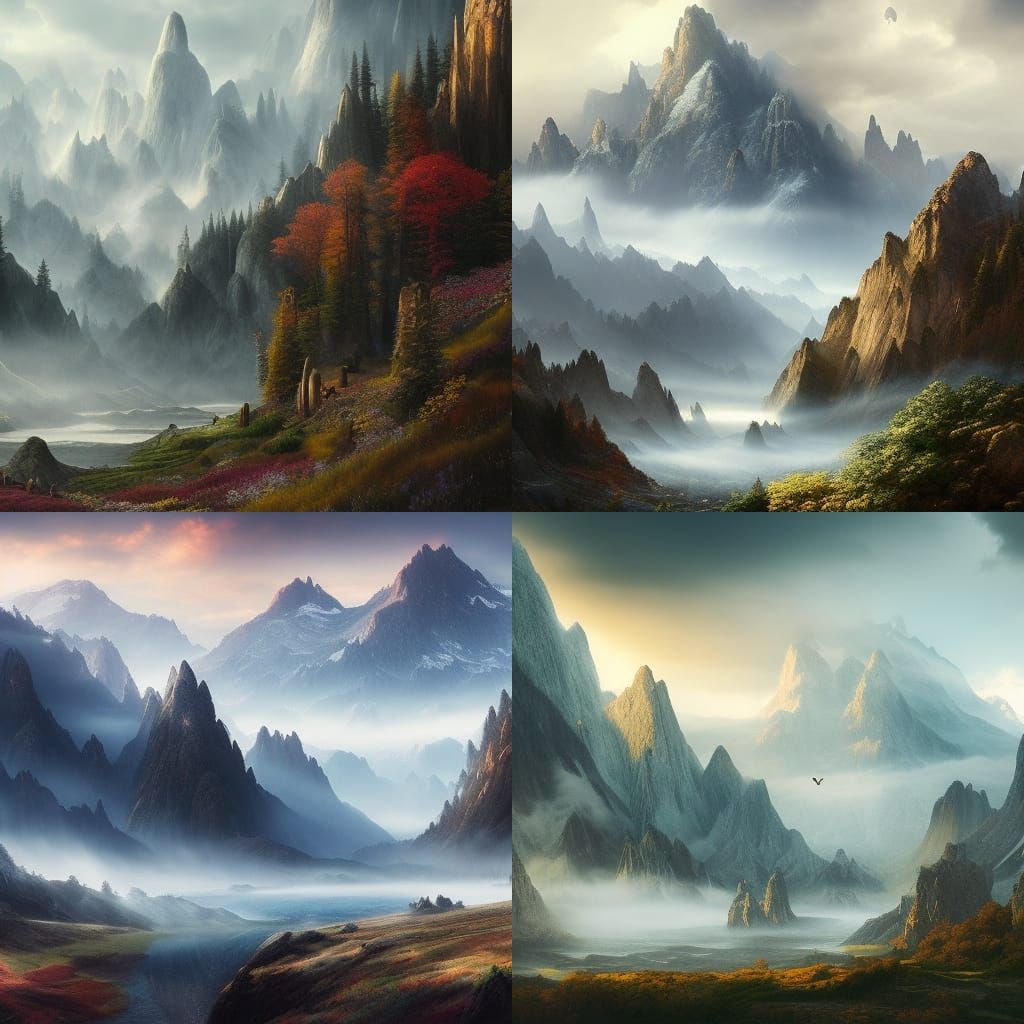 Misty Mountain Landscape in Digital Matte Painting