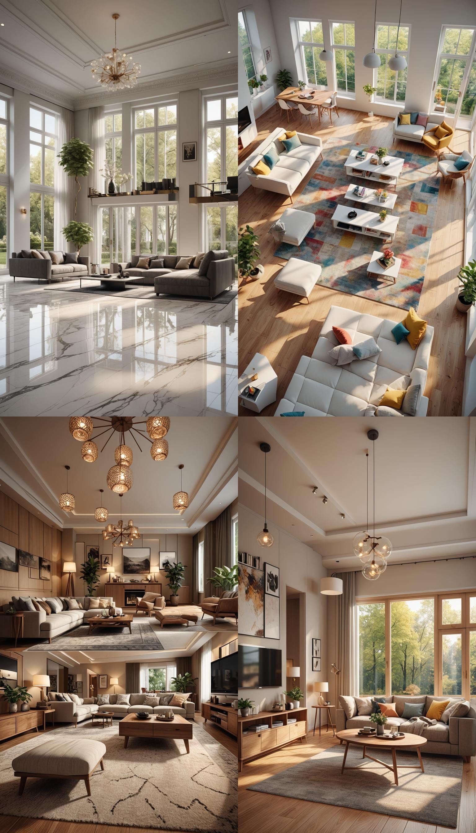 Realistic Living Room Interior Design Rendering