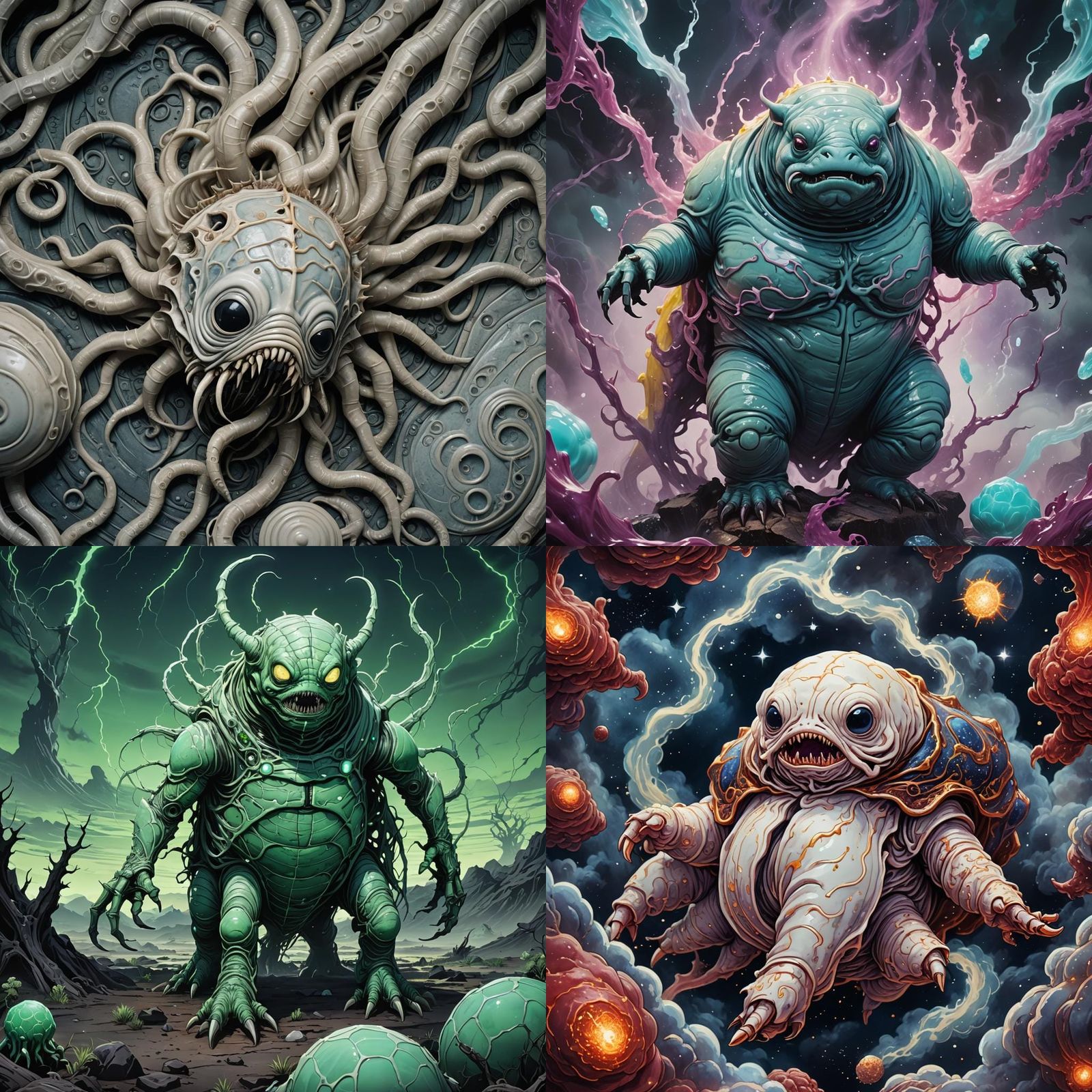 Demonic Porcelain Tardigrade in Anime Style