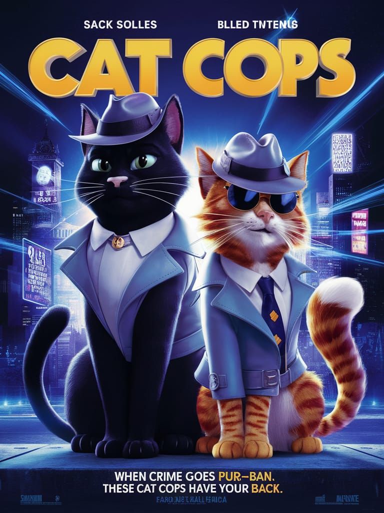 Cat Cops: Animated Movie Poster with Feline Detectives