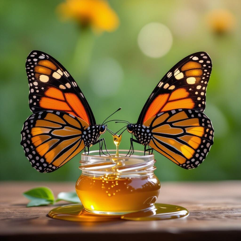 Butterflies Taste Honey in Detailed Food Advertisement