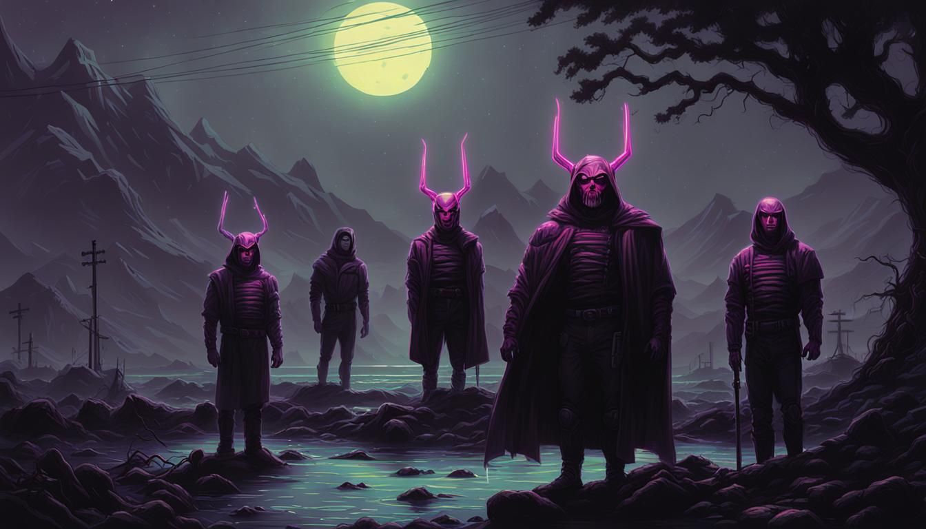 Sinister Dissatisfaction in Synthwave Neon Style