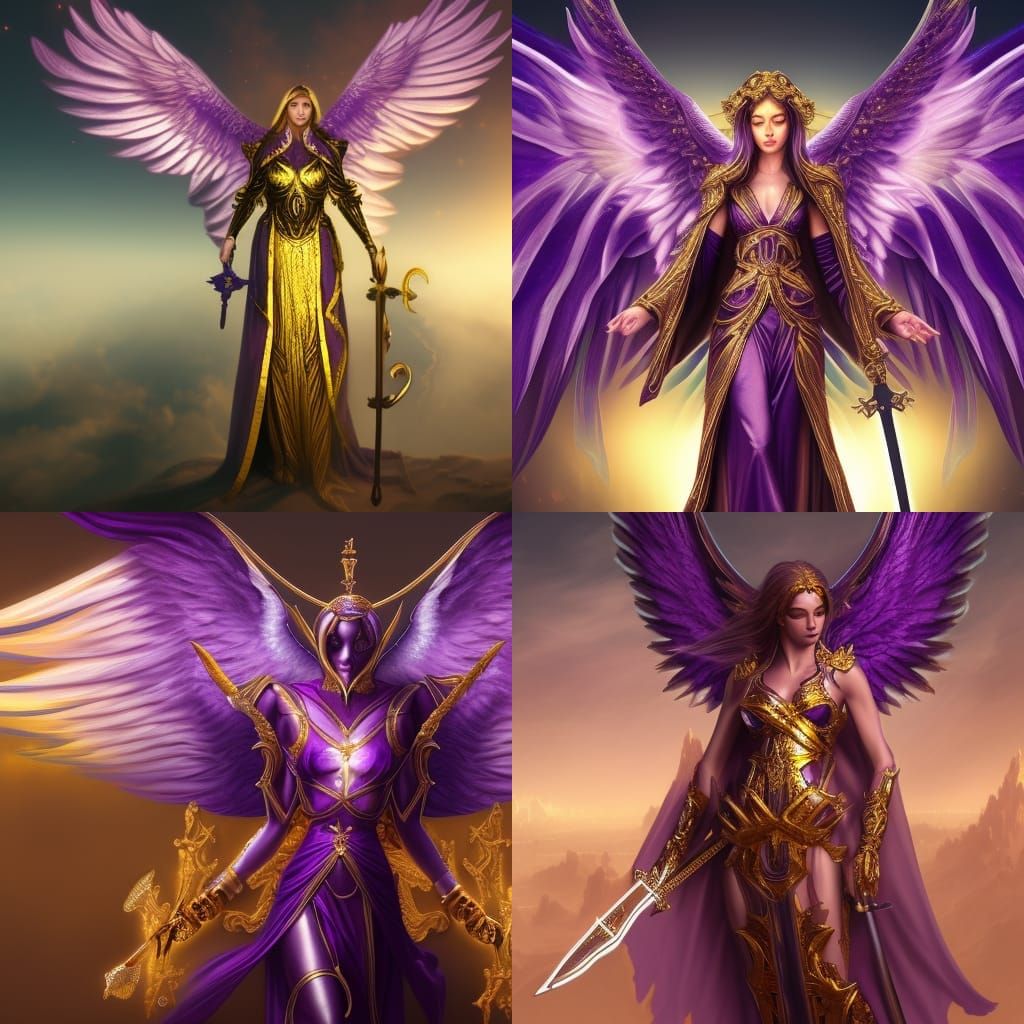 Seraphim Angel with Golden Sword: Fantasy Art