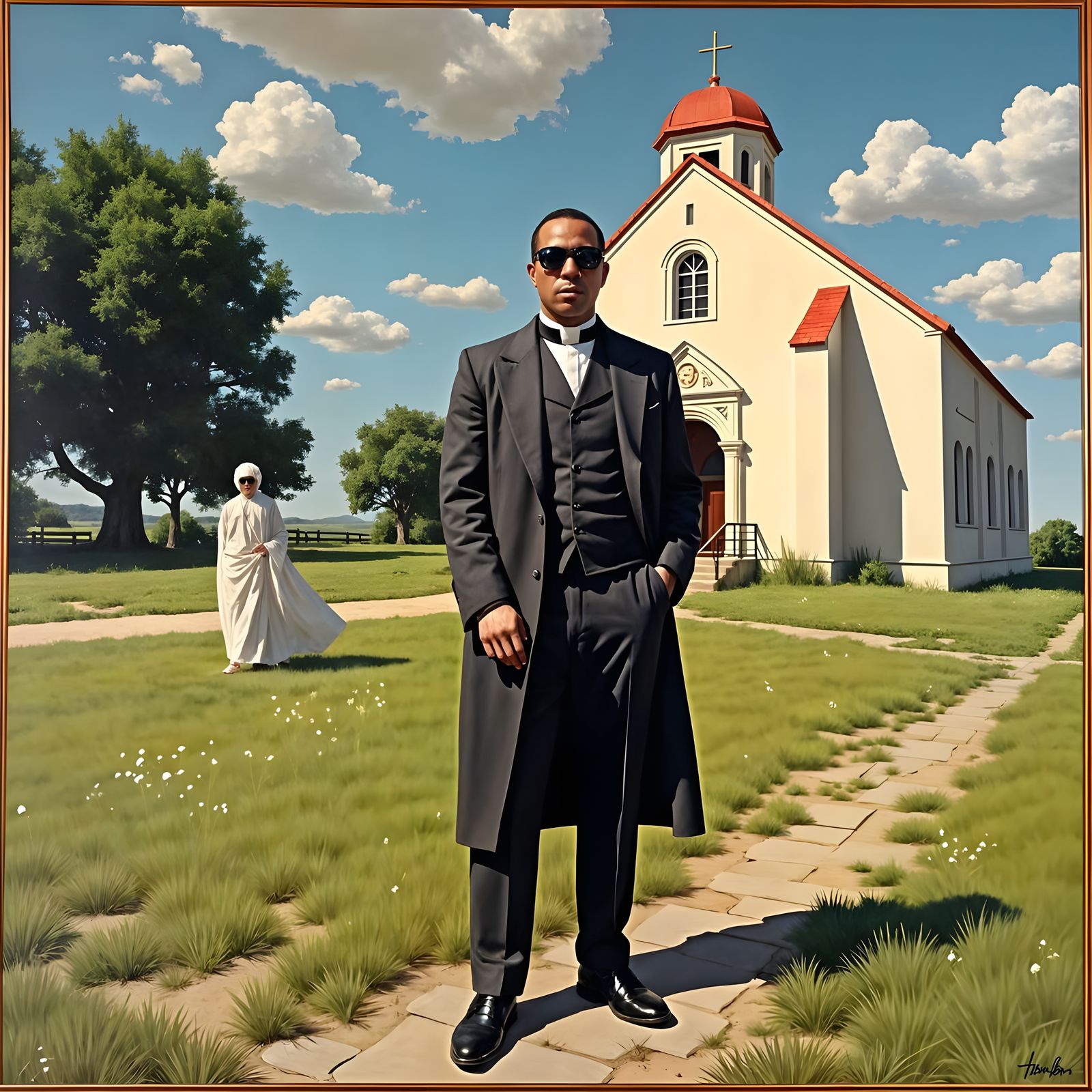 Reverend Jim Jones at Antietam Church in Repin Style