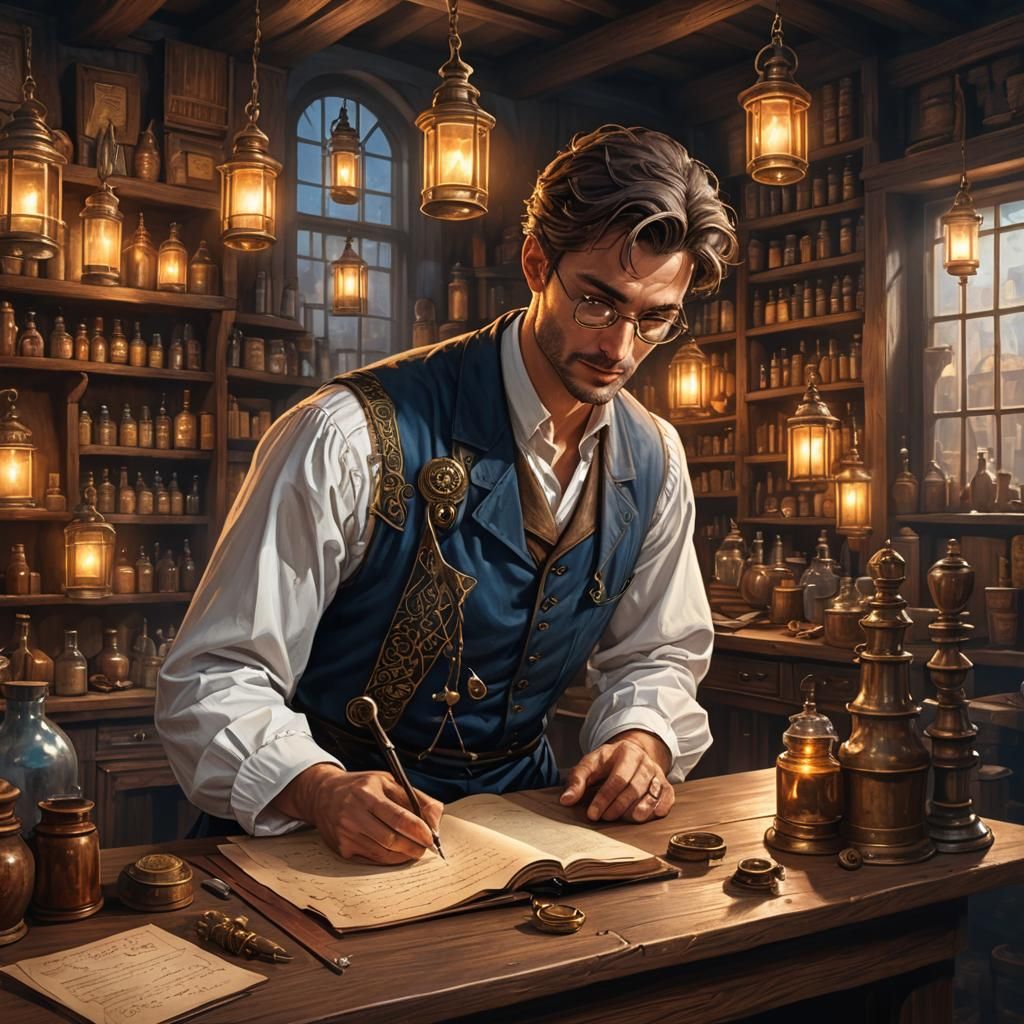 Young Doctor Writing Prescription: Digital Art