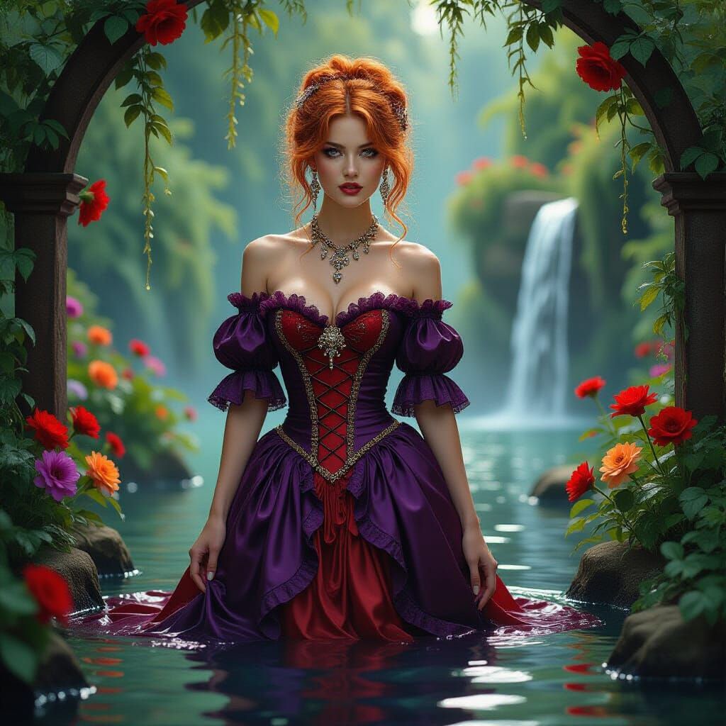 alcohol ink painting on silk, sprayed with Luminol, Pre-Raph...