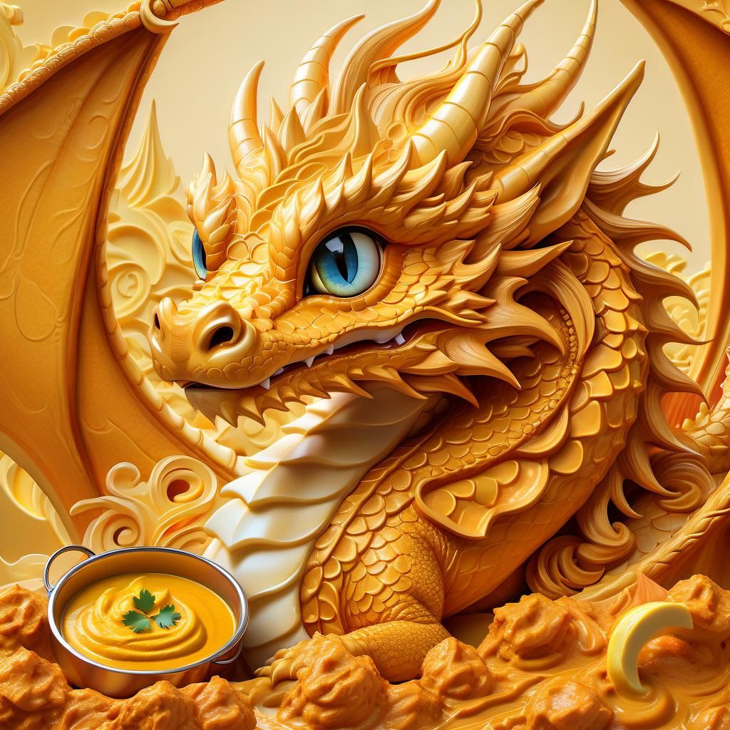 Butter Chicken Dragon Portrait, Anime Style