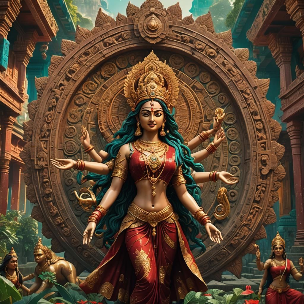 The Nine Forms of Durga in Divine Light