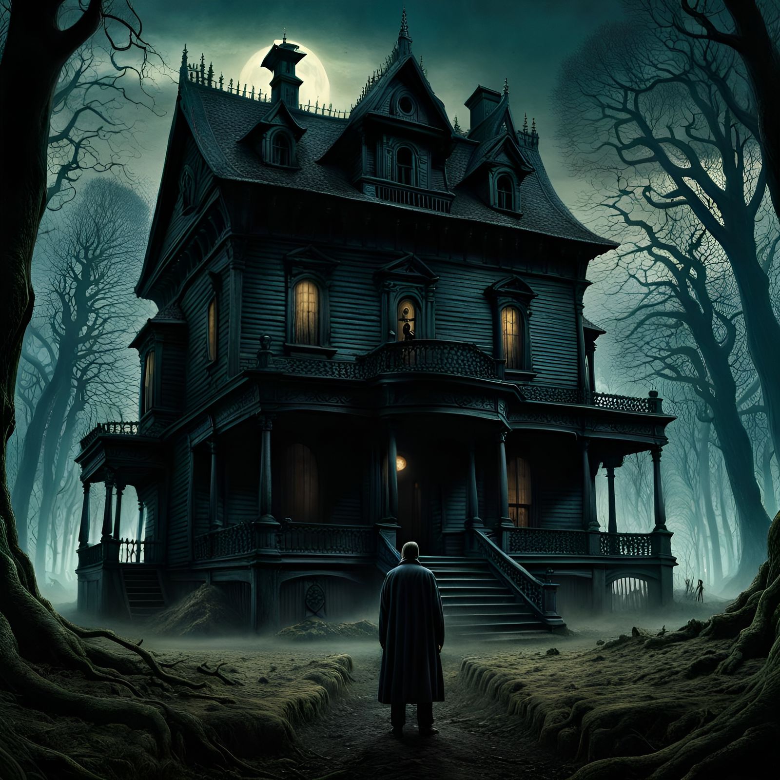 Eerie Horror House in Dark Fantasy Style