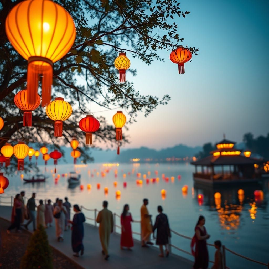 Glowing Lanterns at Sunset Festival