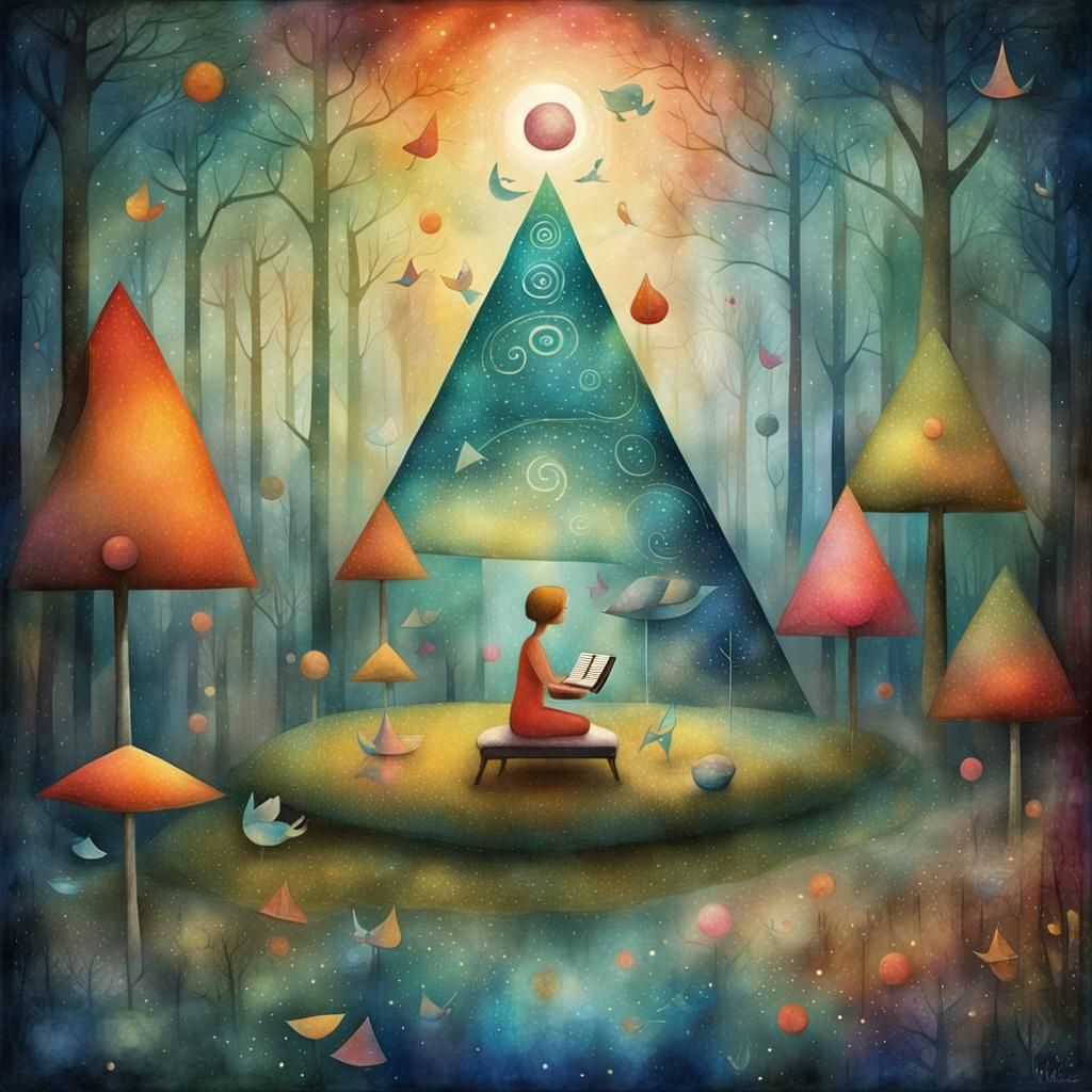Enchanted Forest Dreamscape in Cosmic Art Style