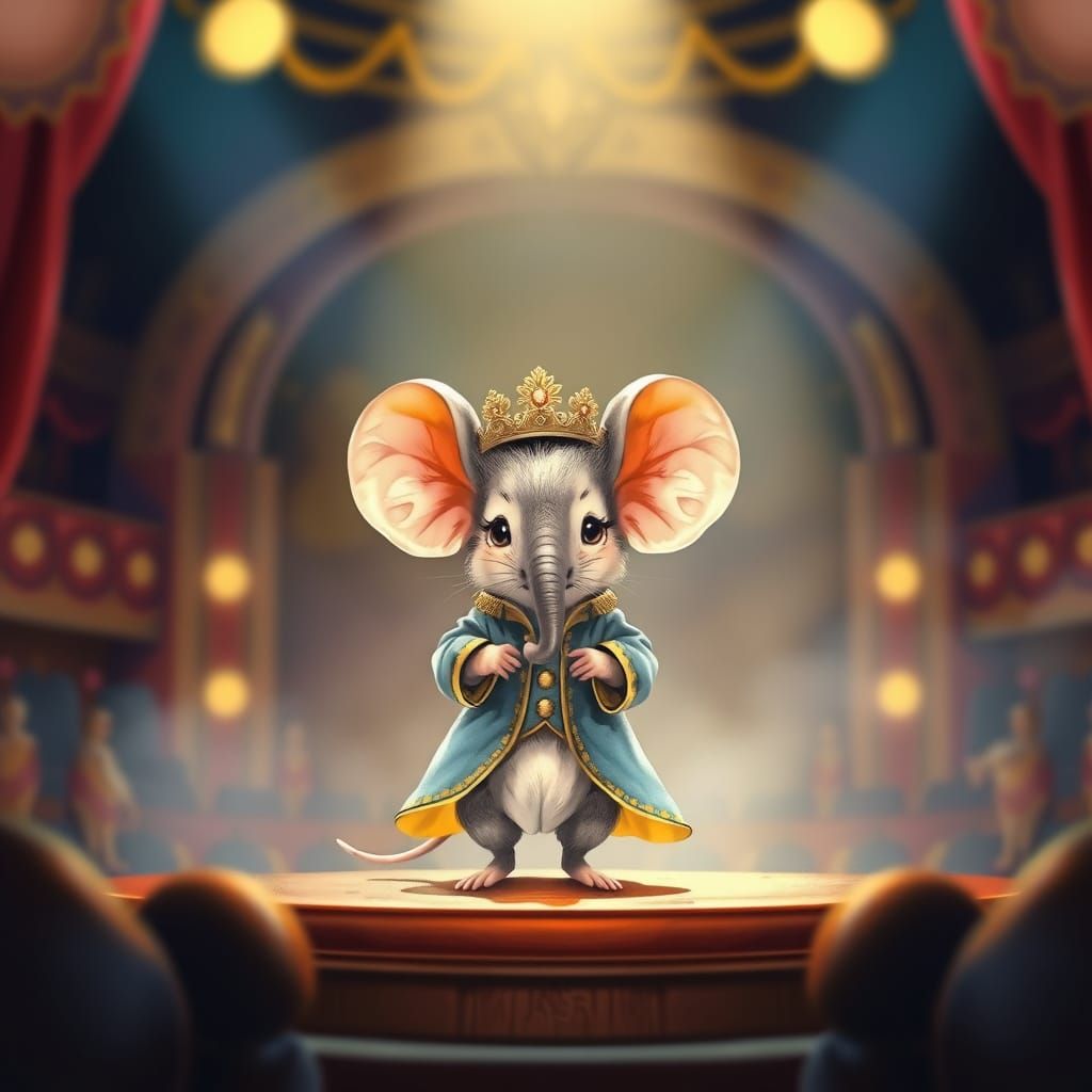 Tiny Mouse in Elephant Costume on Stage