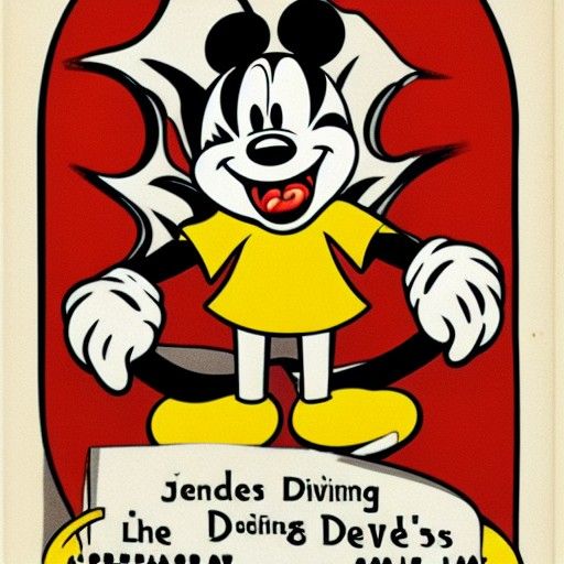 Cartoon Devils Cooking Mickey Mouse in 1920s Style