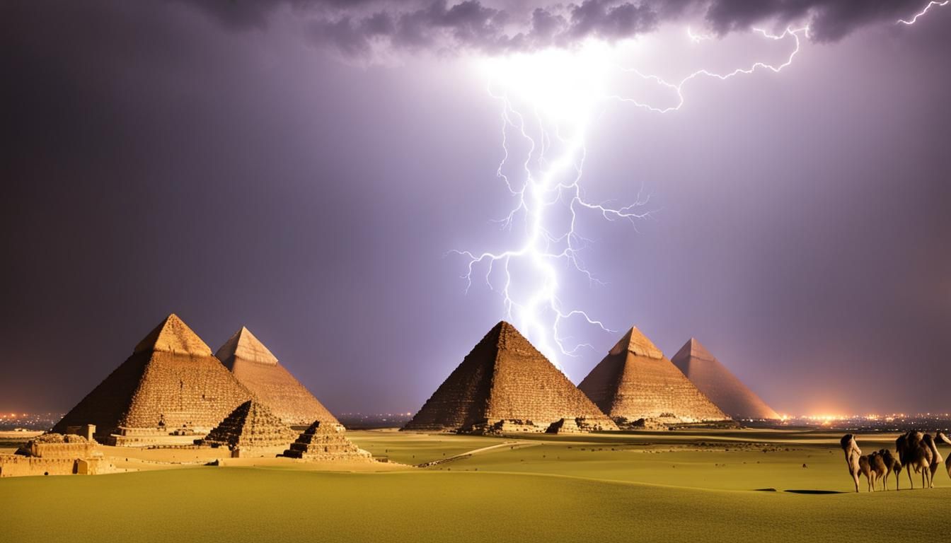 Lightning Strikes the Pyramids of Giza